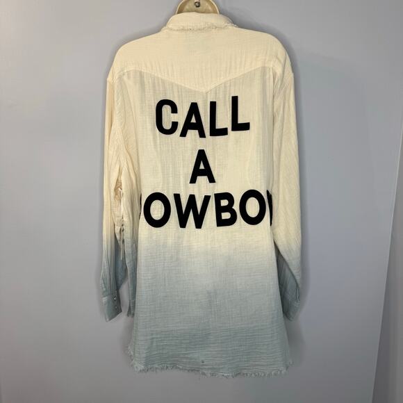 Wrangler x Lainey Wilson Gauzy Dip-Dye Western Snap Shirt Rodeo Rancho Women's L - Picture 2 of 15